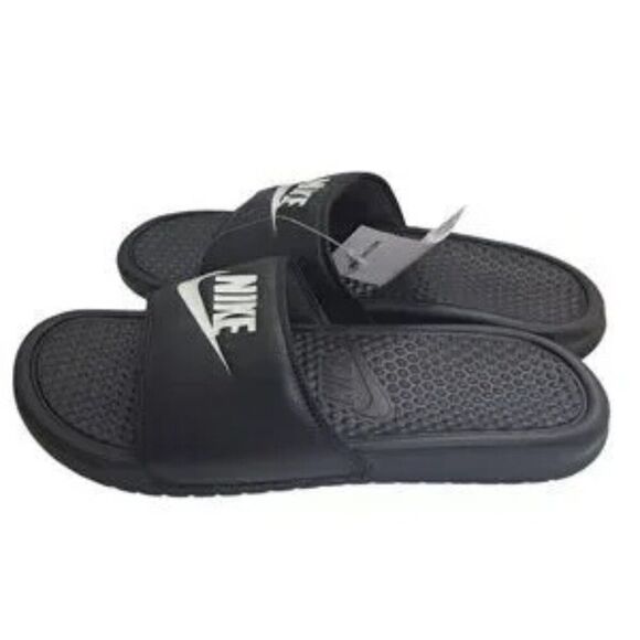 Nike Benassi JDI Men's Slide Sandals Black White Comfort House Summer Sz 8 - Picture 4 of 7